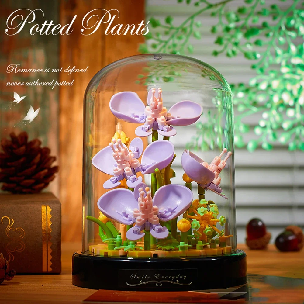 باقة أبدية لبنات البناء نموذج زهرة لتقوم بها بنفسك ديكور نباتي إبداعي تجميع الطوب ألعاب تعليمية للأطفال هدايا الكبار