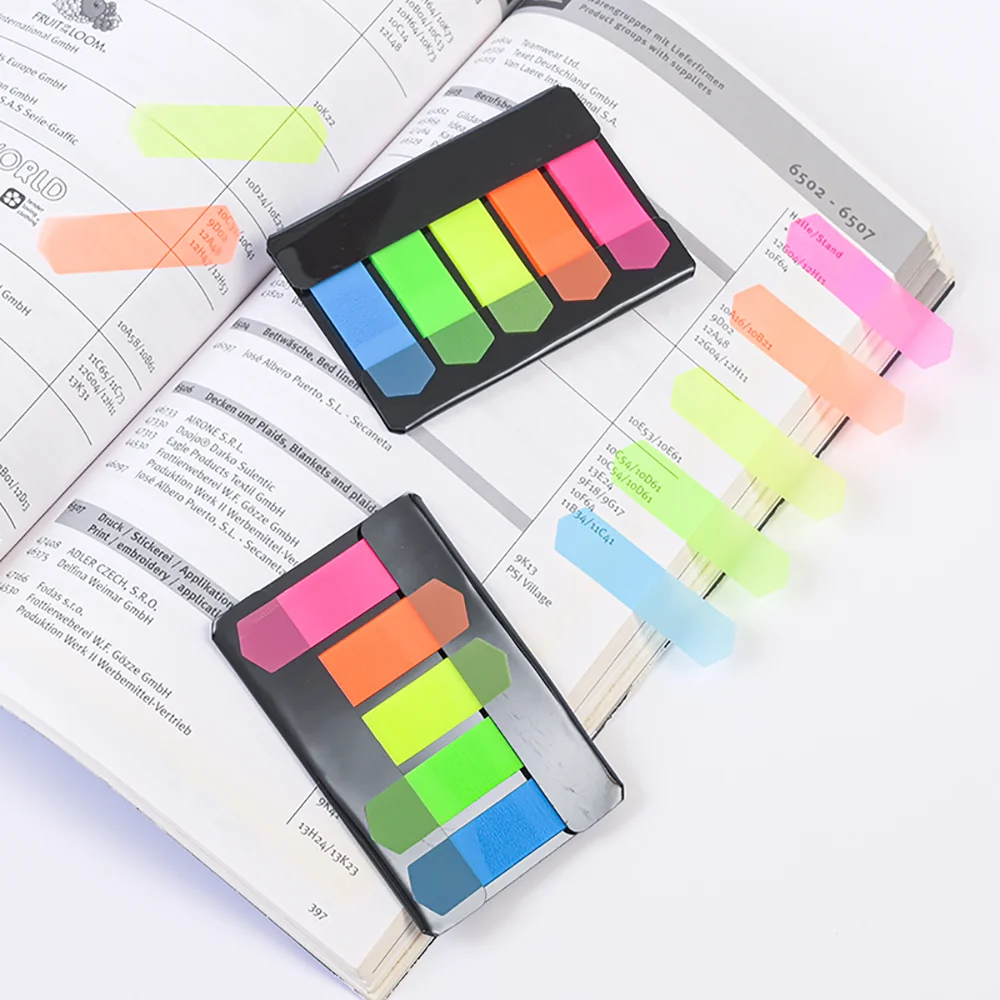 네온 인덱스 탭, 페이지 표시용 접착식 메모지, 북마킹 노트북, 사무실, 학교 및 가정용으로 이상적