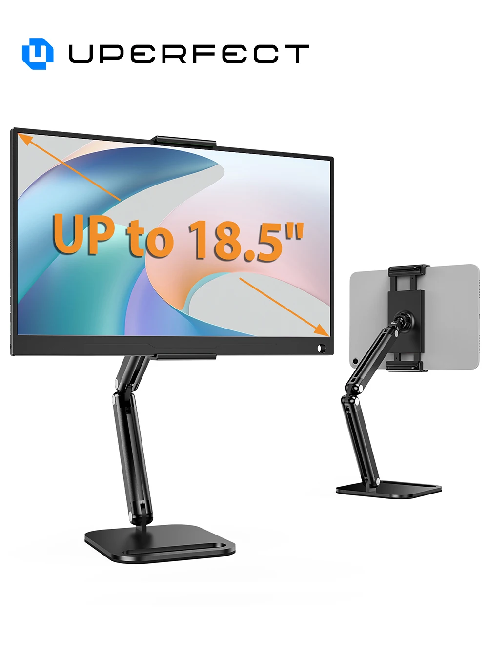 UPERFECT Ustand D18 Flexible Steel Spring Clip For 10-18.5" Portable Monitor Bracket 360 Adjustable External Vertical Screen