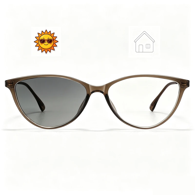 Cat Eye Photochromic Progressive Multifocal Reading Glasses for Women TR90 Anti Blue Light Presbyopia Spectacles