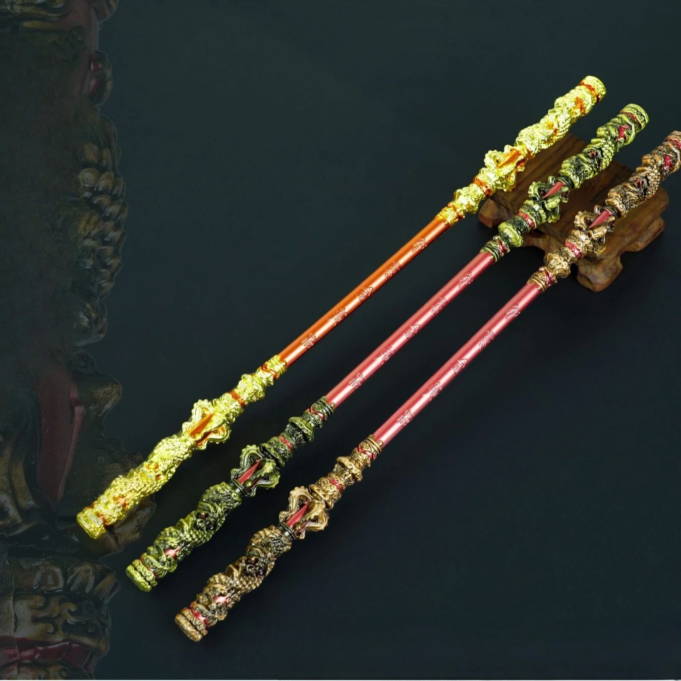 Ruyi Golden Hoop Aluminum Alloy Model Children's Birthday Gift Festival COS Dress up Prop Black Mythical Wukong Golden Hoop Prop