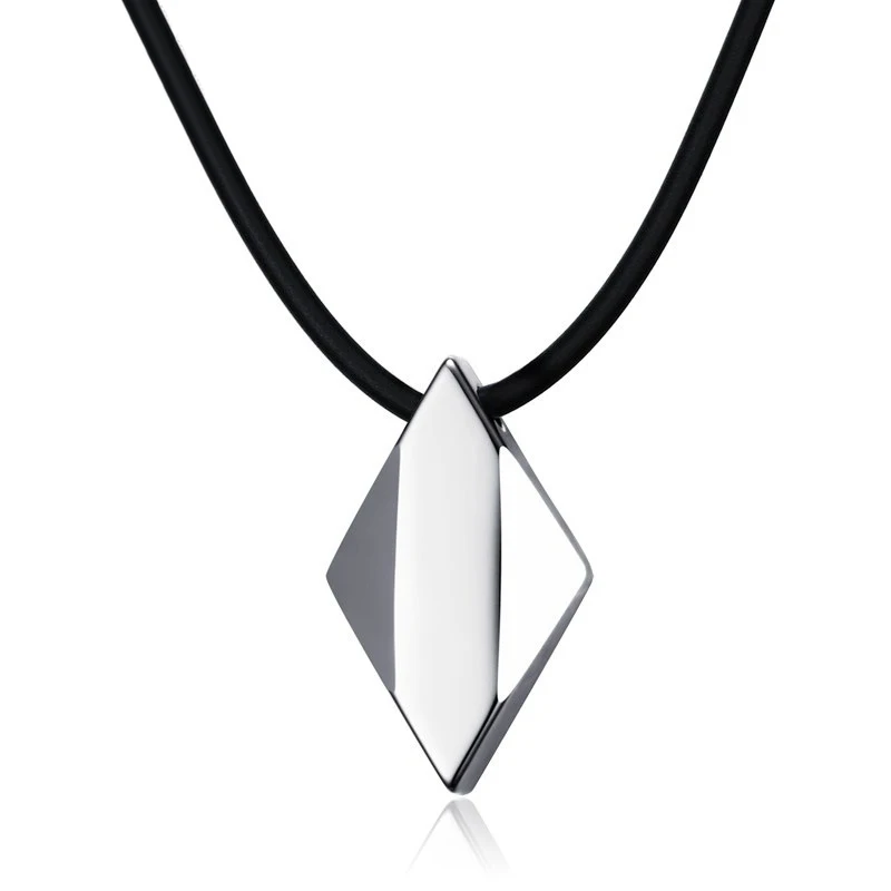 

Punk Rock Solid Tungsten Steel Rhombus Pendants Necklace for Men Charm Jewelry Silver Color Never Fade