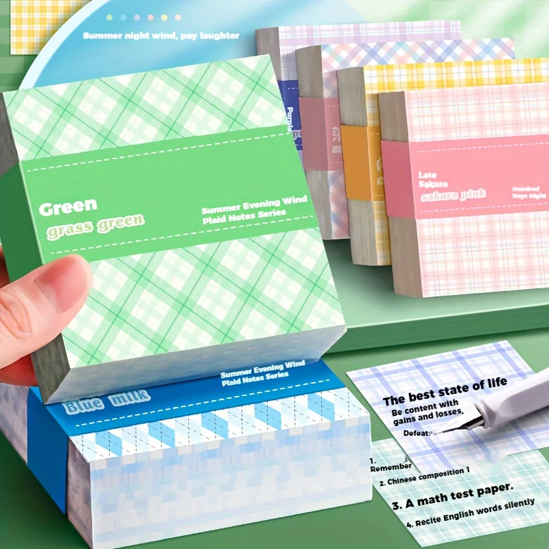 Box of 200 thick sticky notes | 6 series of color sticky notes | very suitable for school and office use | plaid tribal design - view 5