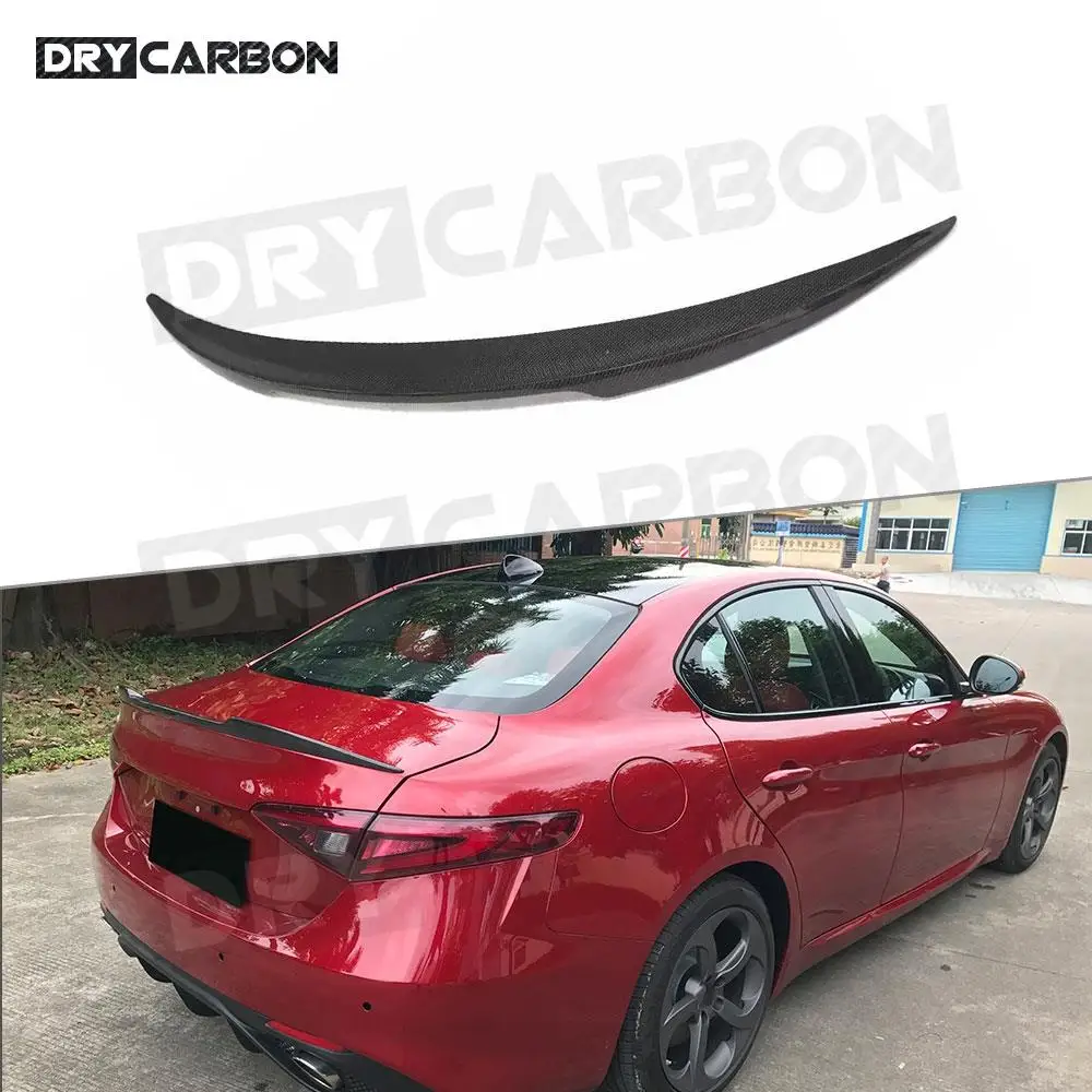 

Dry Carbon Fiber Car Rear Spoiler Wing Trunk Lip for Alfa Romeo Giulia Spoiler Sedan 2015 - 2017 Rear Trunk Spoiler Boot Wing