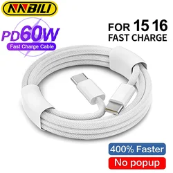 NNBILI New PD60W USB-C Fast Charge For iPhone 16 15 Pro Max Samsung Xiaomi Huawei Type C Cardboard Weaving Quick Charging Cable