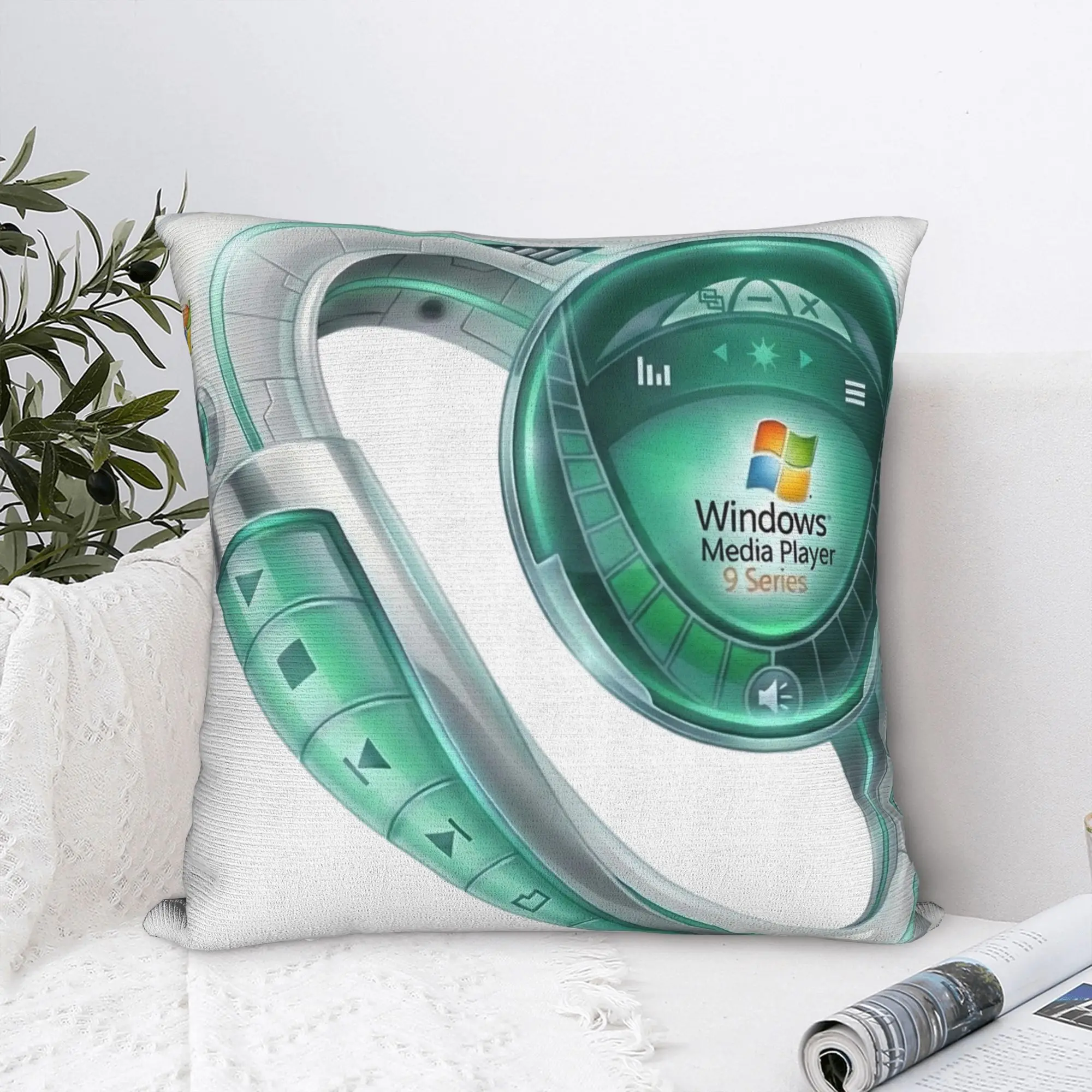 Retro Futurist Y2K MP3 Player Square Pillow Cases Frutiger Aero Cushion Covers Polyester Decorative Pillowcase for Home 45x45cm