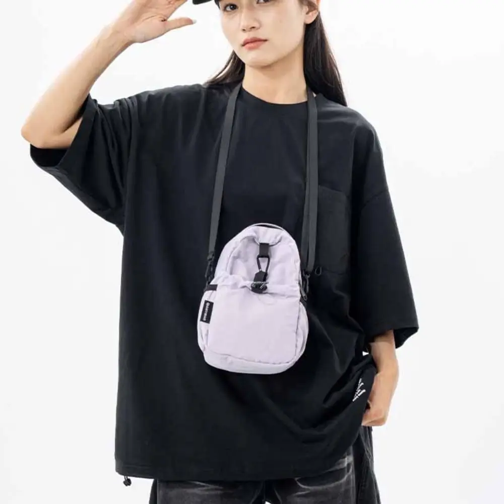 

Waterproof Sports Nylon Shoulder Bag Coin Pouch Casual Drawstring Crossbody Bag Korean Style Solid Color Mobile Phone Pack Daily
