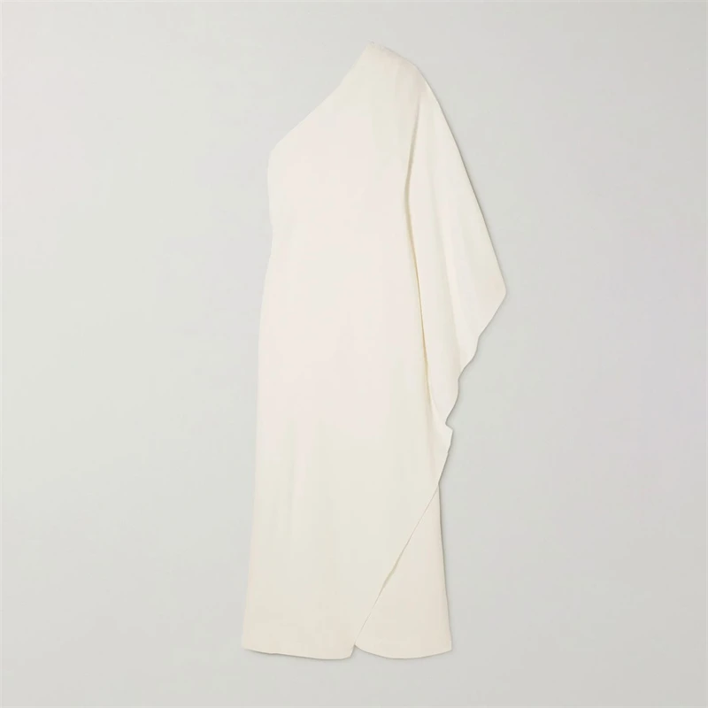 فستان Tossy أنيق من الساتان بياقة مدورة فستان نسائي عالي الخصر بكتف واحد مكشكش مرقع فستان أنيق للحفلات فستان صيفي نسائي جديد