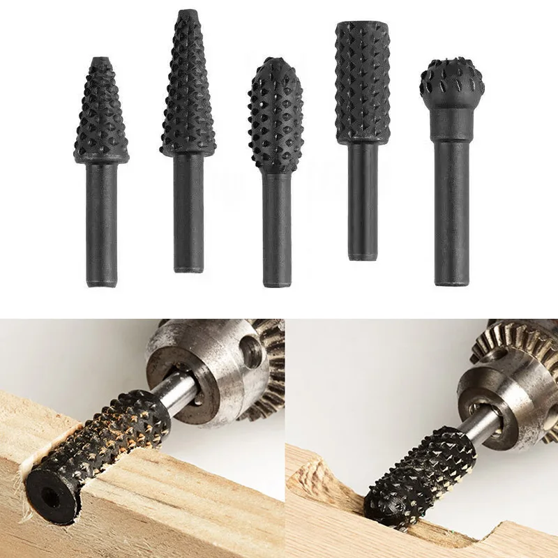 

1/4 ''5 шт. набор сверл по металлу режущий инструмент для деревообрабатывающего ножа инструмент для резьбы по дереву столярные напильники для резки шлифовальная головка