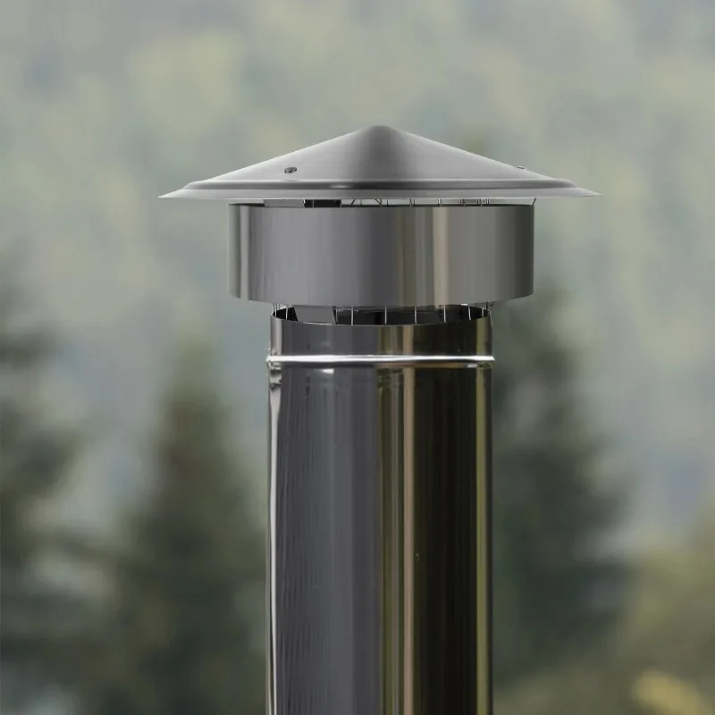 Chimney Cap 6 inch 304 Stainless Steel Round Roof Rain Cap 11.81-inch Increased Caps for Insulation Vent Cover Outside