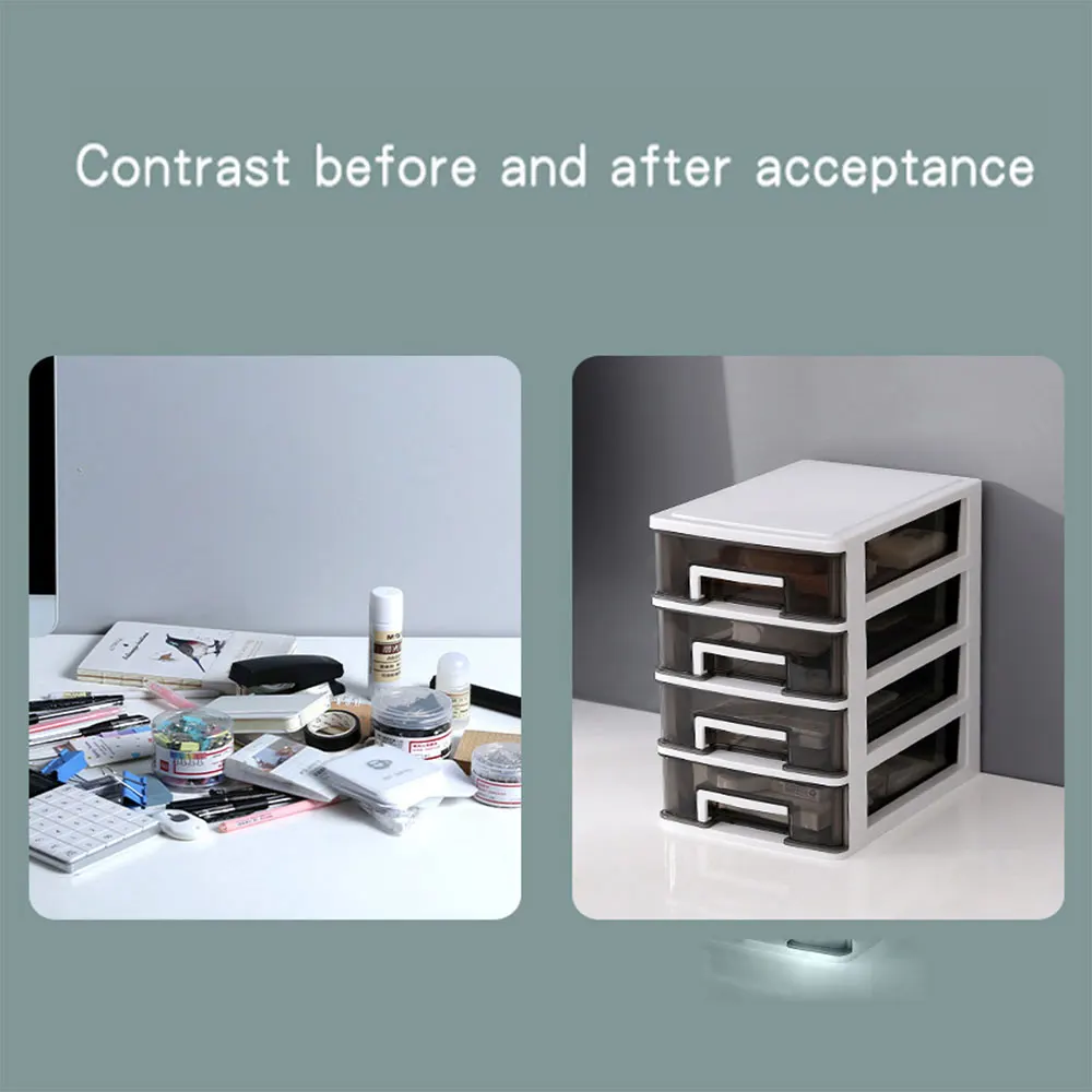 

Five-Layer Storage Box Plastic Drawer Closet Organizer Desktop Multifunction Storage Cabinet Furniture White Frame Transparent