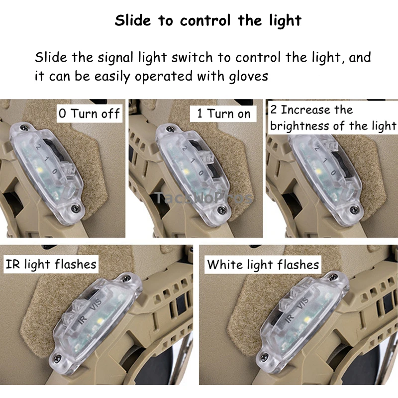 Luz señal para casco táctico con modo IR y blanco – Riel arco modular - imagen 5