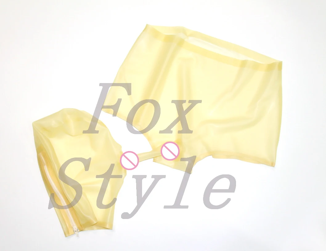 

100% latex rubber sexy hoods masks connect with shorts panties in 0.3 trasparent
