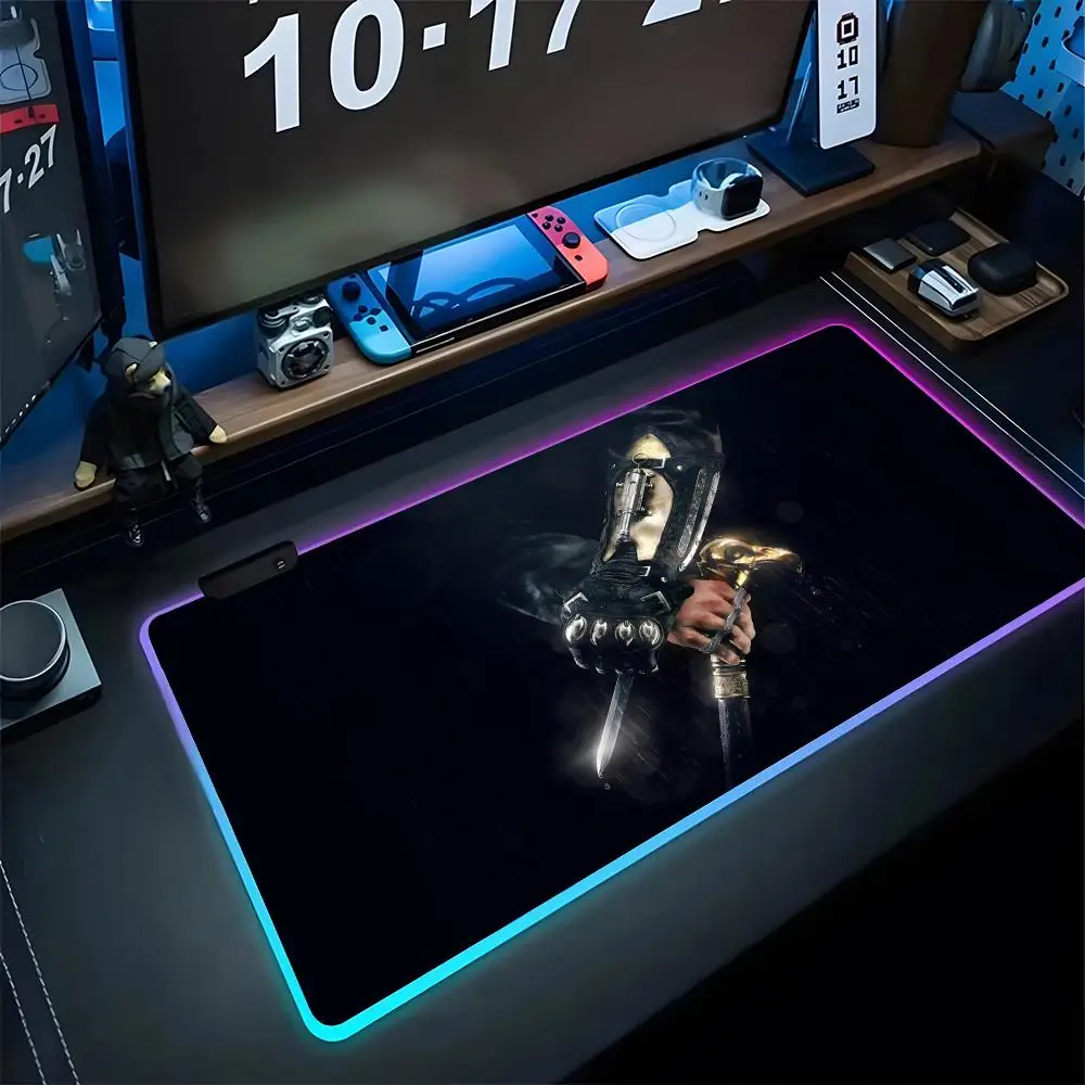 

A-Assassins Creed Mouse Pad Gaming Simple Rgb Mousepad Backlit Keyboard Gamer Girl Xxl Laptop Mat Table Pads Deskpad