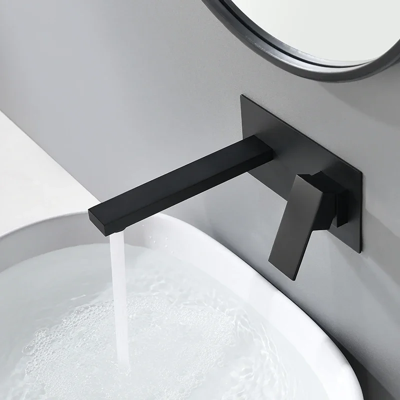 

Concealed embedded in the wall-mounted countertop basin faucet, washbasin countertop, basin wall drain, all-copper hot and cold