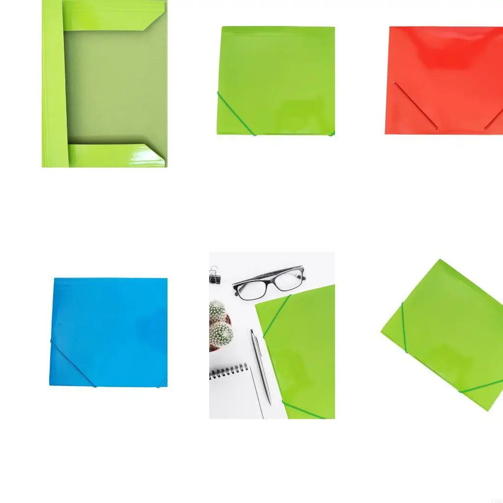 مجلدات مستندات بلاستيكية مقاس بتصميم حزام مطاطي ومنظمات ملفات قابلة للتوسيع D5QC #1