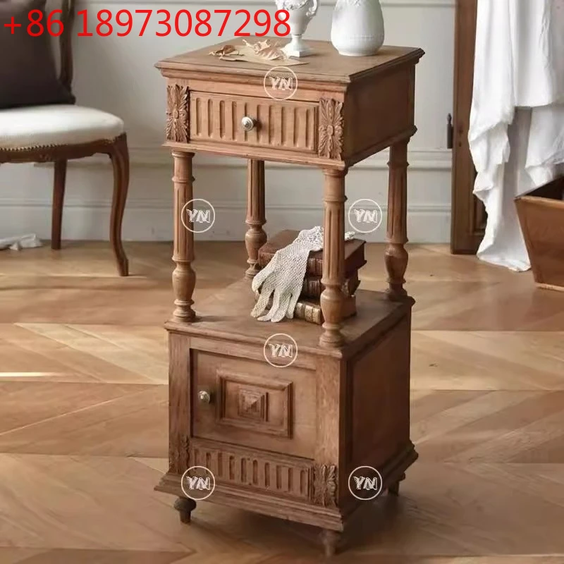 

Neoclassical solid wood bedside table simple bedroom storage locker