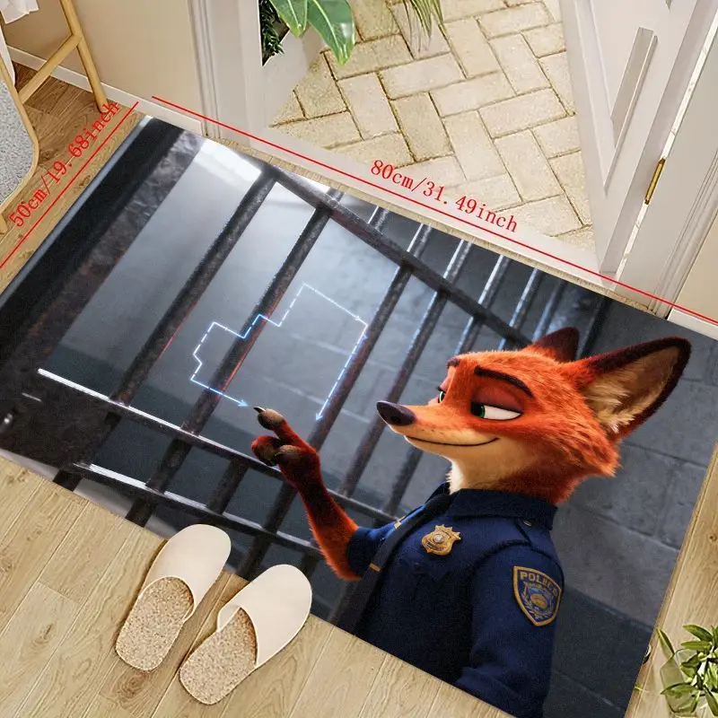 

1 шт. противоскользящий напольный коврик Zootopia Nick Wilde Fox Police Officer, декоративный коврик в стиле аниме с героями мультфильмов, мягкий абсорбен