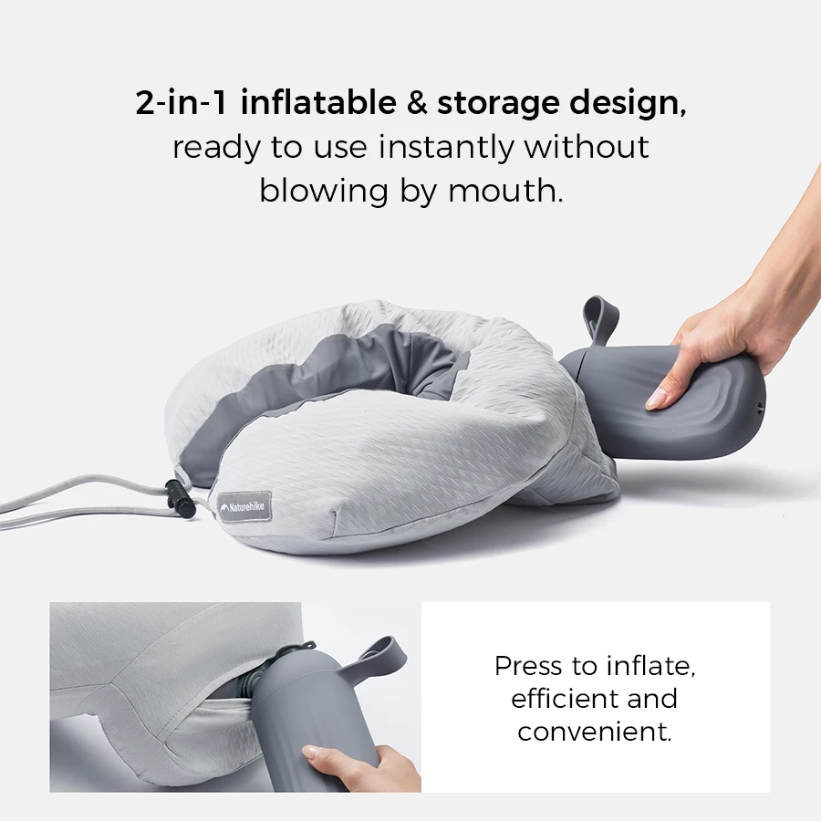 Naturehike Bone U+ Inflatable Neck Pillow Travel Airplane Sleeping Pillow Portable Driving Office Nap Pressurized Inflation