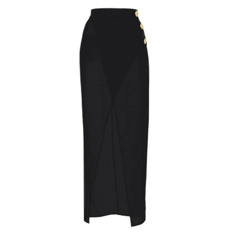 ファッション日焼け止めビキニカバーアップ レディース ラッフルデザイン ハイウエスト サイドスリット ロングスカート 2025 新作 バケーション エレガント シック ビーチウェア