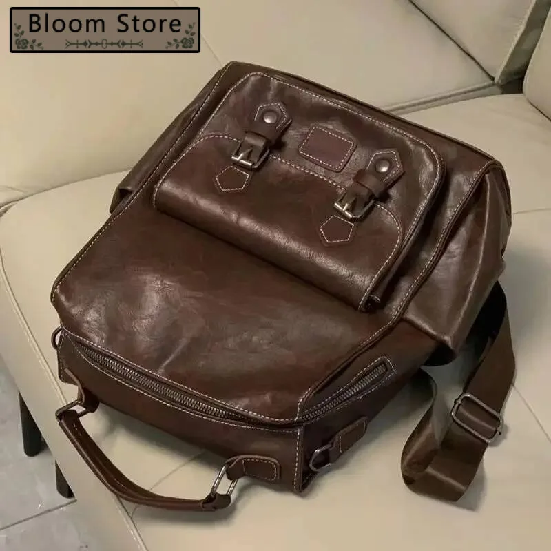 

Bloom Vintage Brown Backpacks Women Preppy Style Large Capacity Casual Mochila Schoolbag Female Retro Y2k Backpack Aesthetic