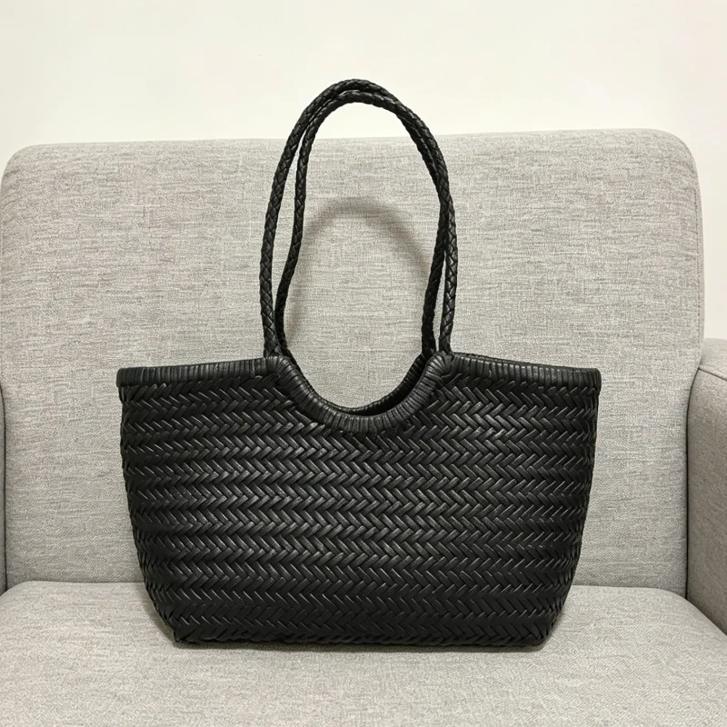 

Women's Woven Tote Bag With Drawstring Inner Pouch Vintage Large Capacity Basket Shoulder Bag Casual Shopping Travel Handbag