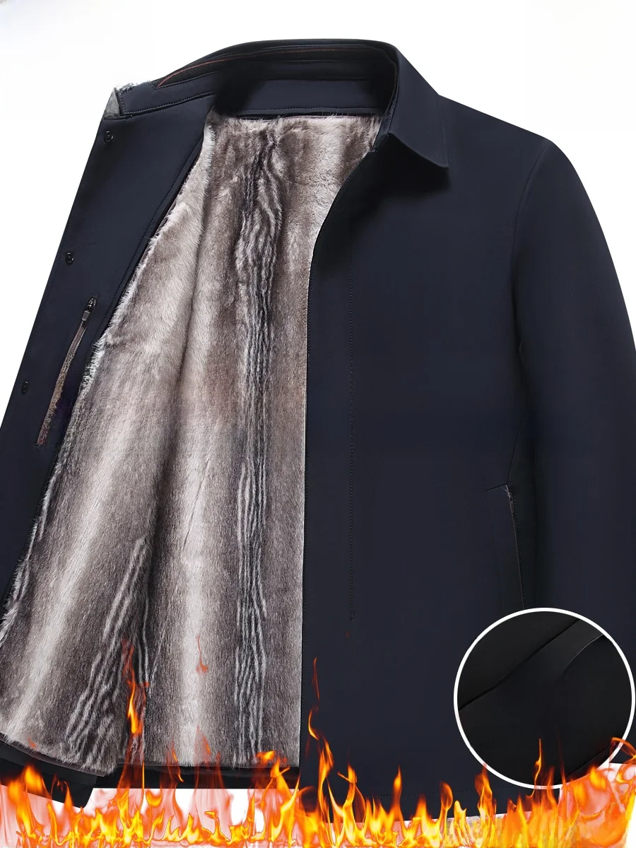 

Pierre Cardin Men's Thiened Fce Lined Cotton Jaet Stand Collar Warm Coat Autumn Winter Faion Casual Stand Fit