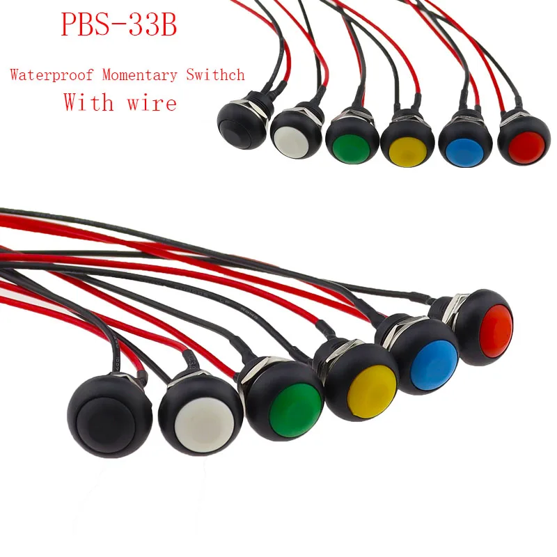 12mm PBS-33B Wodoodporny chwilowy ON OFF Przełącznik przyciskowy Mini okrągły przełącznik