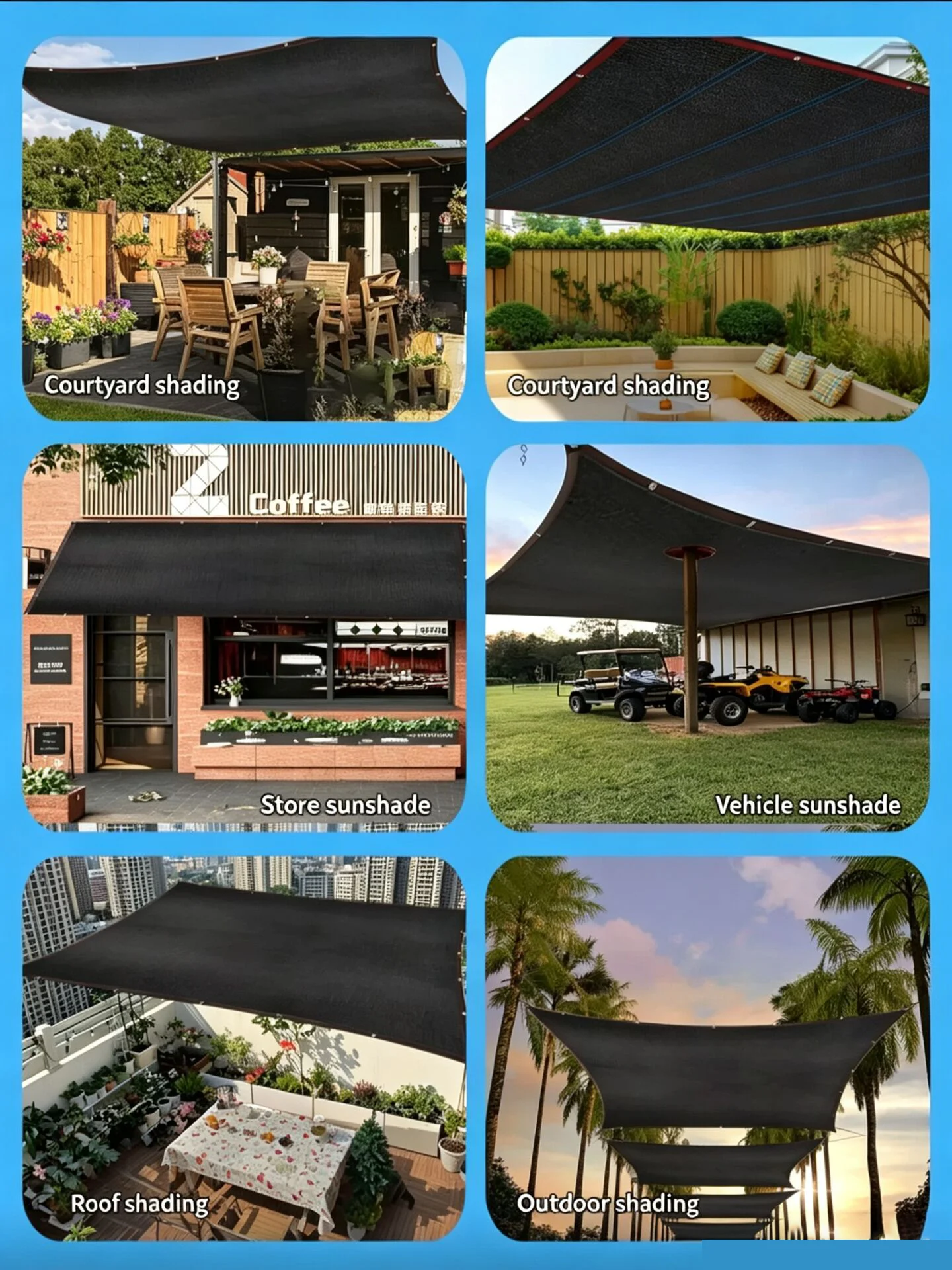 Black Shade 50~85% Cloth Anti-UV Sunshade Net Garden Plant Shading Cover  3/6/12Pin Outdoor Canopy Swimming Pool Pergola