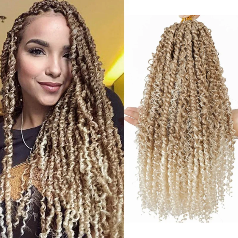 

6 упаковок синтетических волос Passion Twist в стиле бохо, длинные предварительно скрученные крючком волосы Goddess Passion Twist 14/18 дюймов
