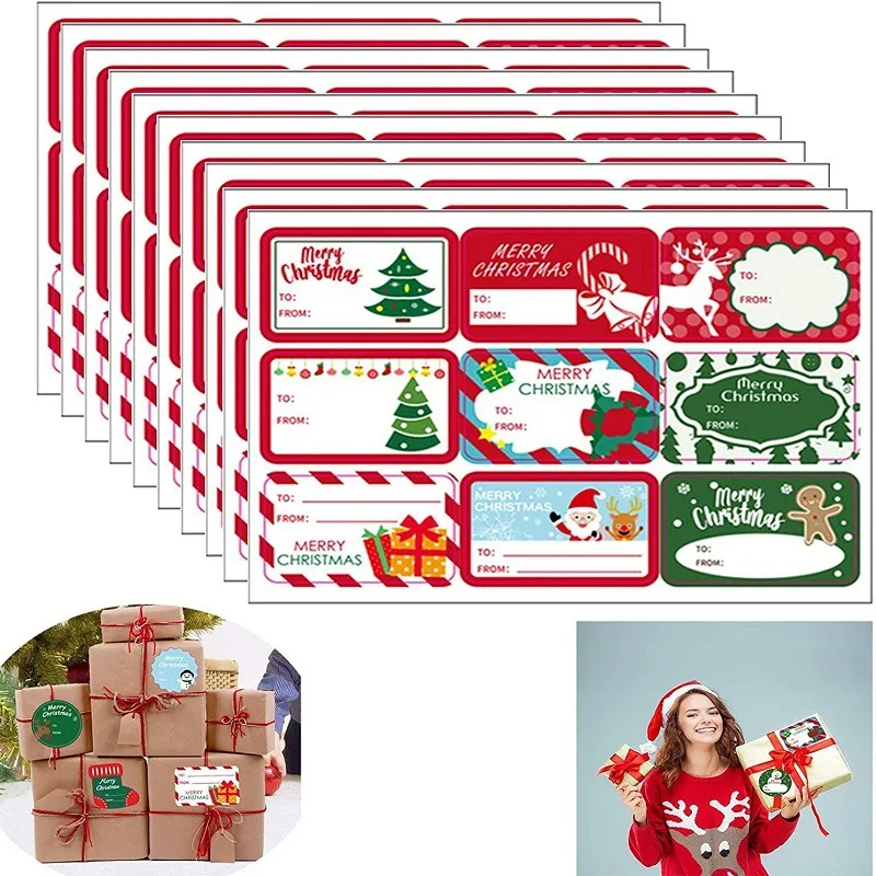 10 Pieces/pack Stickers Christmas Holiday Decoration Gift Series Self-adhesive Stickers Gift Tags