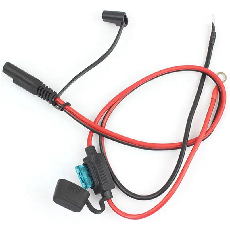 A11M-Foxsur 6Pcs Motorcycle Battery Sae Charging Cable Sae Quick Disconnect Plug To 12V Ring Terminal Fuse