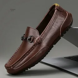 38-47 fashion men's shoes genuine leather loafers Mens casual new designer driving high quality Boy Free Shipping