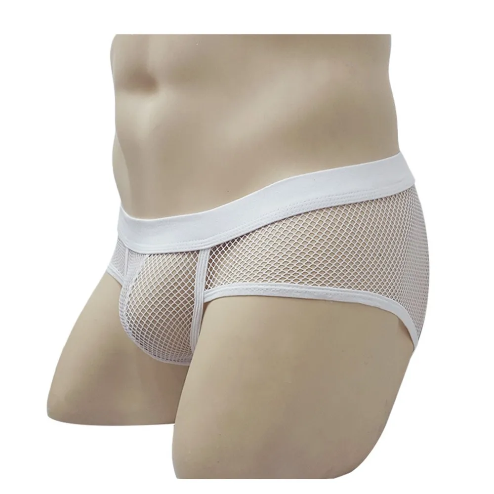 

Mens Sexy Fine Mesh See Through Briefs Erotic Lingerie Bulge Pouch Shorts Breathable Perspective Underpants Low Waist