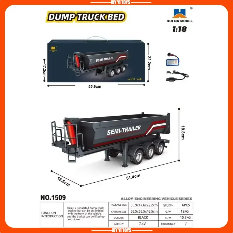 

Huina 1/18 1509 Rc Semi Dump Trailer Electric Lifting For Rc Tractor Truck 1501 Tail Light Support Leg No Sound System Model