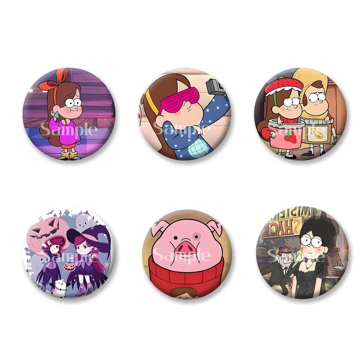

Gravity Falls Mabel Dipper Anime Cartoon Flash Badge Keychains Makeup Mirror Fridge Magnet ACG Goods Game Peripherals Toy Gift