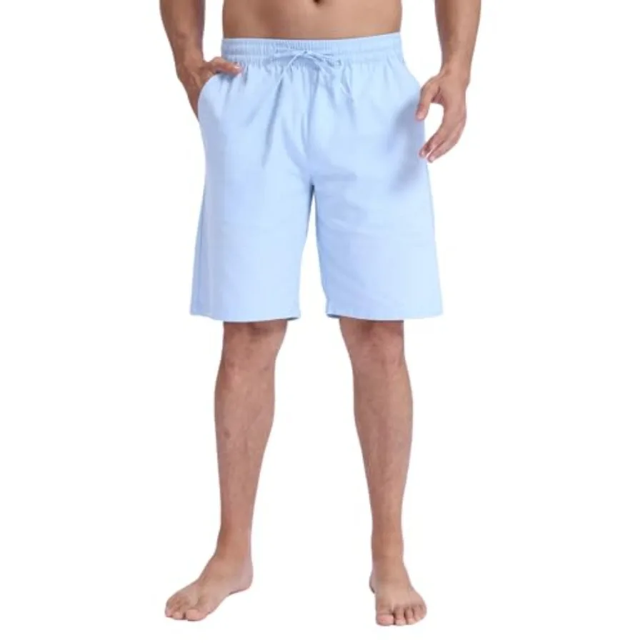 

Men's Stretch Cotton Linen Shorts Casual Drawstring Relax Fit Elastic Waist Summer Beach Linen Shorts