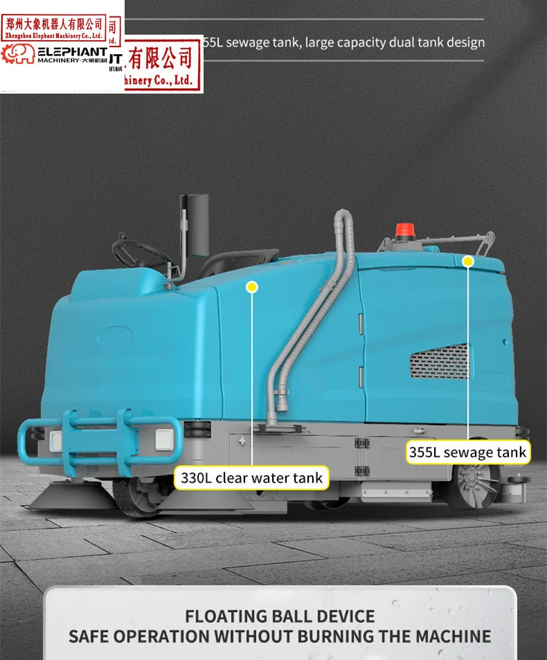 Multifunction Easy-to-Operate Battery  Floor Sweeper 72V225Ah Long-Continuel Scrubber 4  in 1 Large Ride on Cleaner for Gym