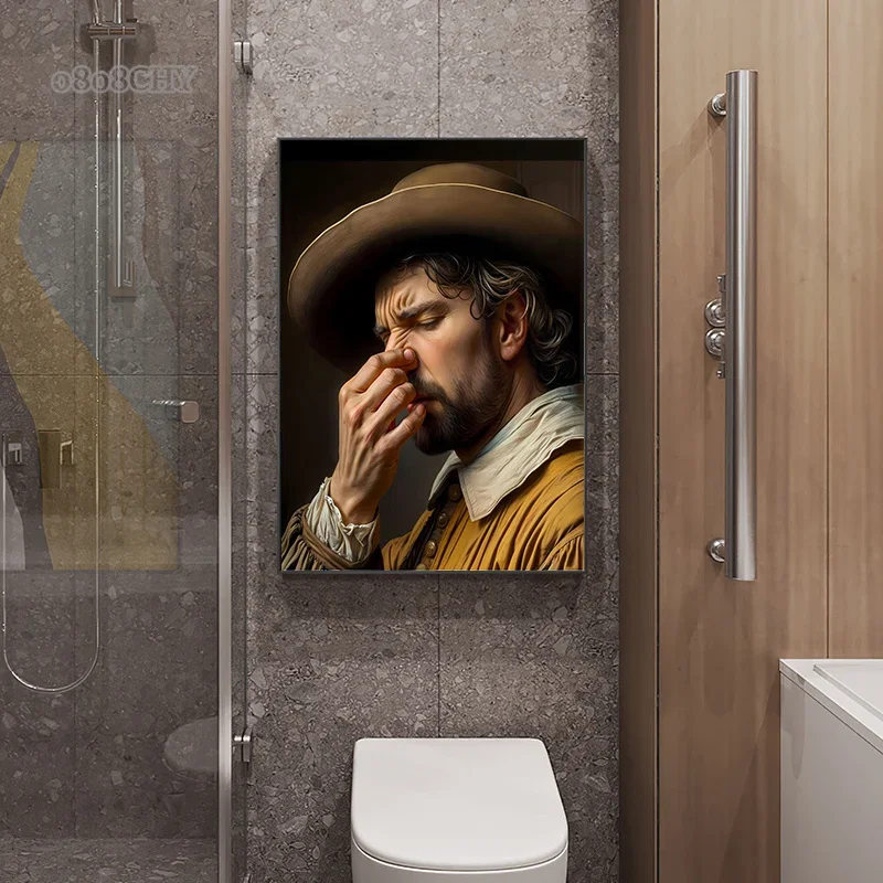 المرحاض المشارك يد الله مضحك الكلب الراكون هل أنت التبرز قماش طباعة الفن صور خمر صورة مضحك الحمام جدار الفن