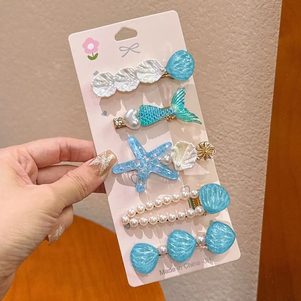 5 قطعة جديد لؤلؤة شل نجم البحر مقاطع الشعر سلسلة المحيط غطاء الرأس باريت الأميرة إكسسوارات الشعر حورية البحر دبابيس الشعر الشاطئ