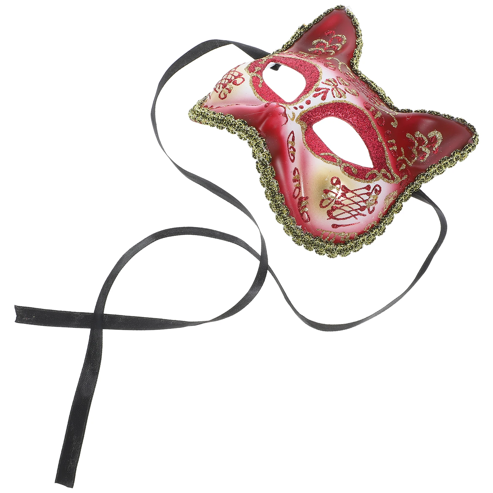 

Face Mask Children's Halloween Cat Costume Accessory Eyelash Red for Kids Half Man