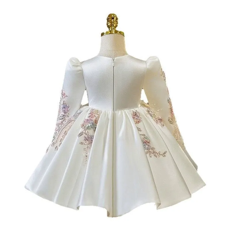 Girls Long Sleeve Dress Spring Autumn New Style Children's Birthday Gown Flower Girl Puffy Skirt