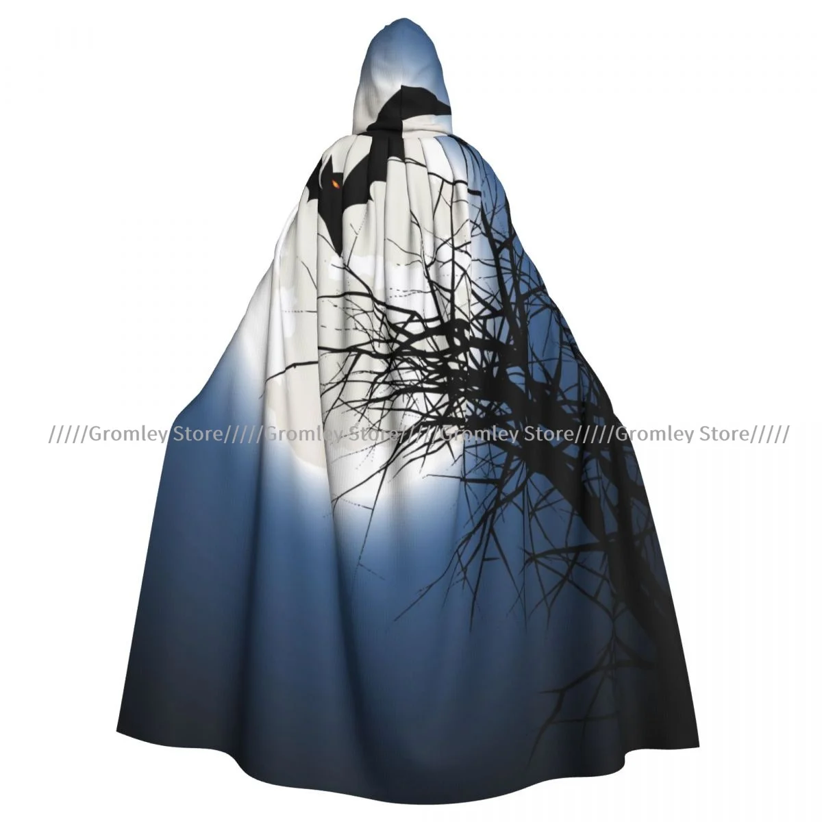 Bat Spooky Tree Witch Cloak Hooded Cosplay Costume Halloween Adult Long Party Cape