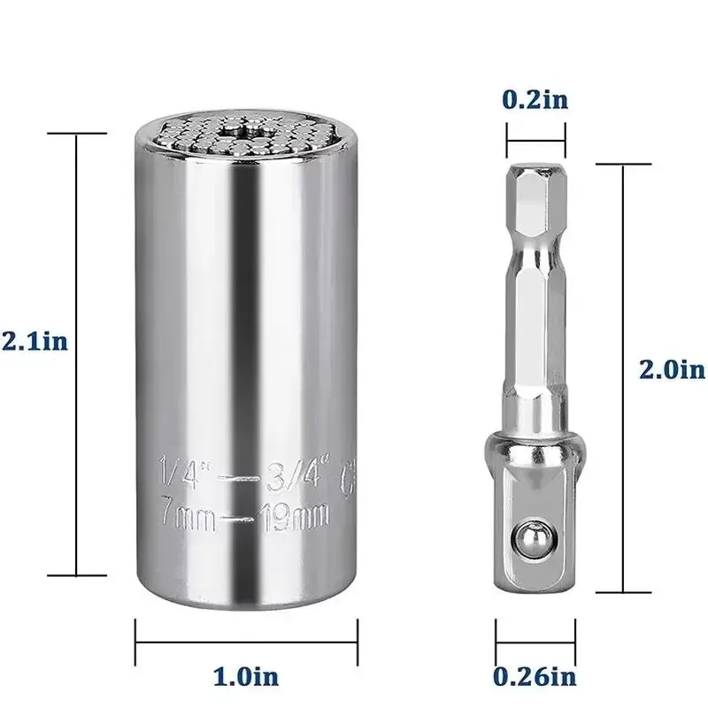 Universal Socket Wrench Torque Head Set Ratchet 7-19mm Sleeve Gadget Power Drill Adapter Magic Grip Spanner Key Multi Tool