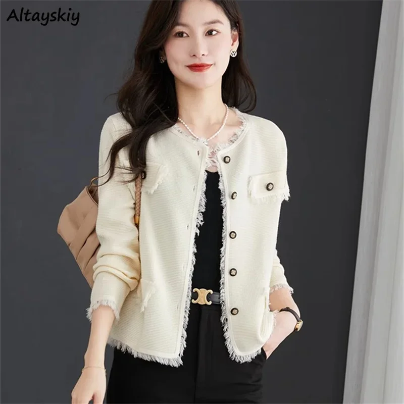 

Women Knitted Cardigans Autumn Winter Elegant Gentle All-match Tassel Design Fashion Ladies Popular 2024 Temper Sweaters New