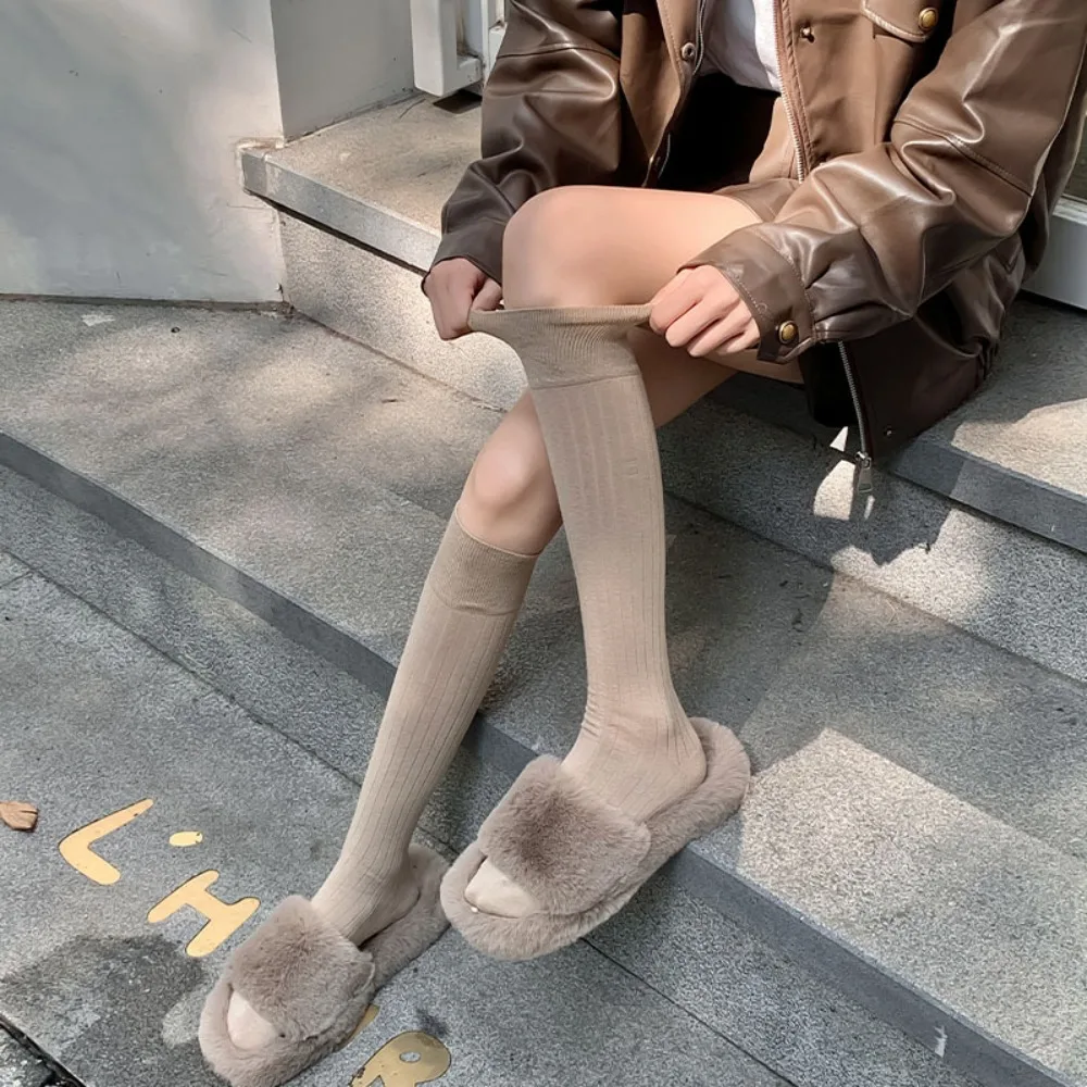 

Harajuku Cotton Calf Long Socks Thick Warm Mid-tube Stocking Hosiery All Match Knitted Stockings Women Lolita JK