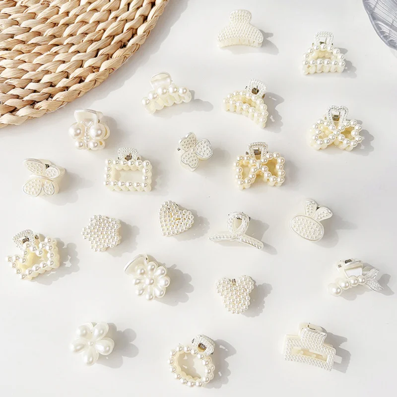 Mini French Pearl Hairpins Women Side Bangs Back Scoop Curly Hair Clip Acrylic White Bow Sunflower Hair Claw Fashion Headwear