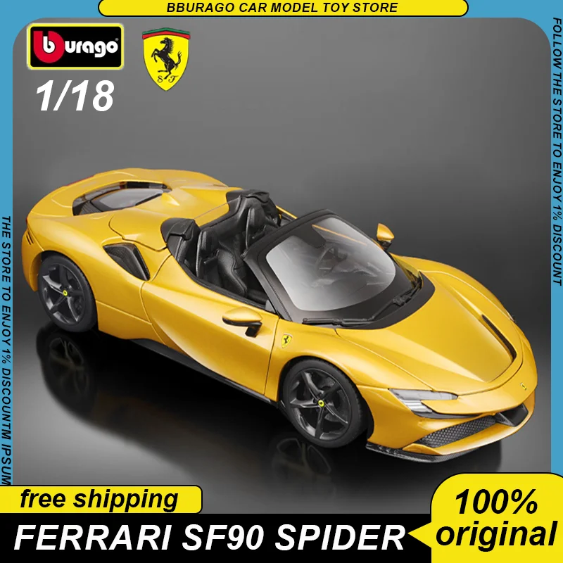 

1:18 Bburago Ferrari Sf90 Spider Sf90 Stradale Sport Car Alloy Luxury Vehicle Diecast Model Edition Toy Collection Ornament Gift