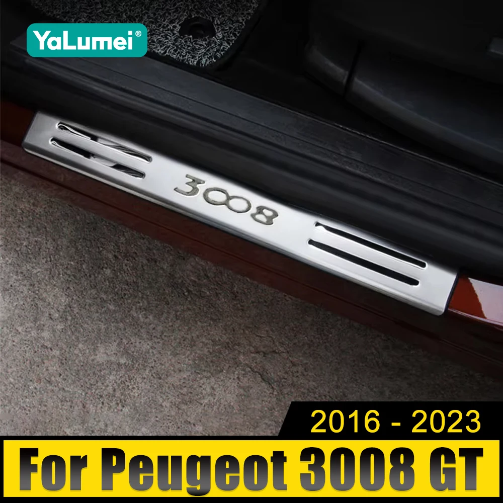 

For Peugeot 3008 GT 2016 2017 2018 2019 2020 2021 2022 2023 3008GT MK2 Hybrid Car Door Sill Plate Protector Cover Accessories