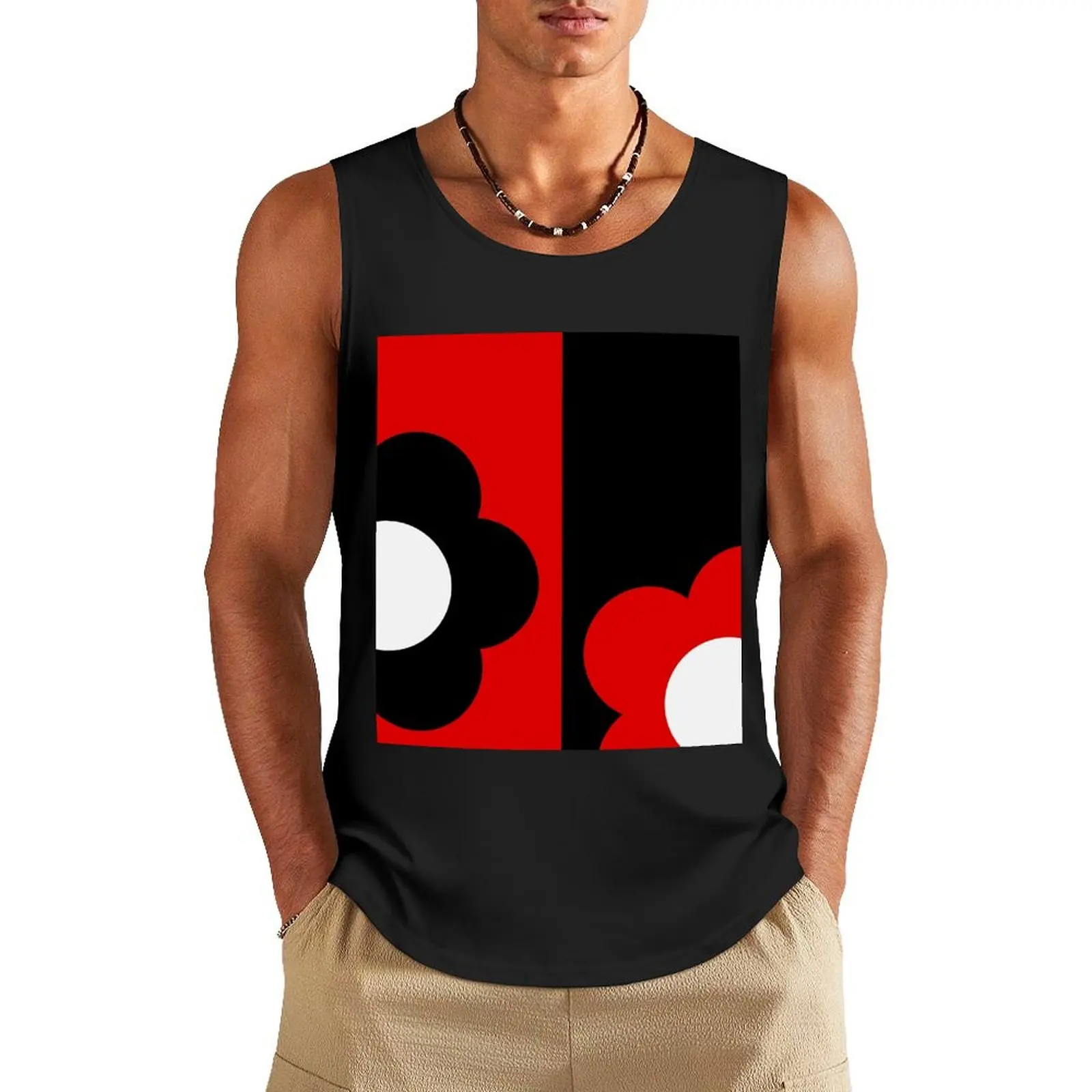 

Retro Red and Black Flowers Tank Top sleeveless vests Sportswear for men Men's fitness t-shirt cute tops
